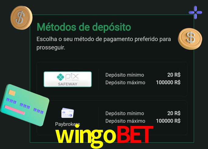 O cassino wingobet oferece uma grande variedade de métodos de pagamento